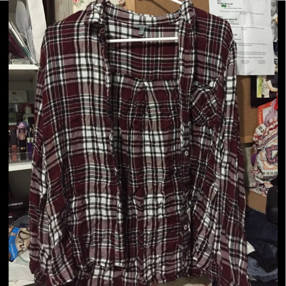 Red & black striped plaid shirt Charlotte Russe